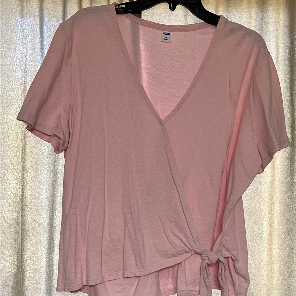 Old Navy Light Pink Short Sleeve Wrap Top